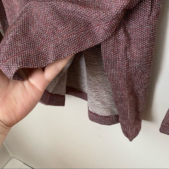 Max Studio Tunic Hoodie Striped Hooded High/low Funnel Neck Burgundy Casual Cute - Picture 4 of 14